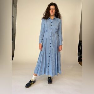 Mara Hoffman Michelle Blue Linen Long Sleeve Dress Size 4